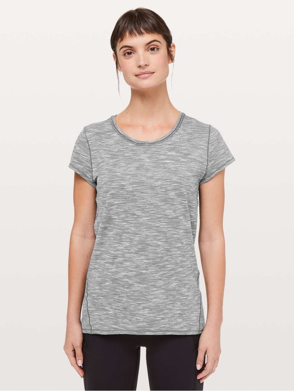 Lululemon Another Mile Short Sleeve Workout Running Gym Heathered Gray Yoga Top